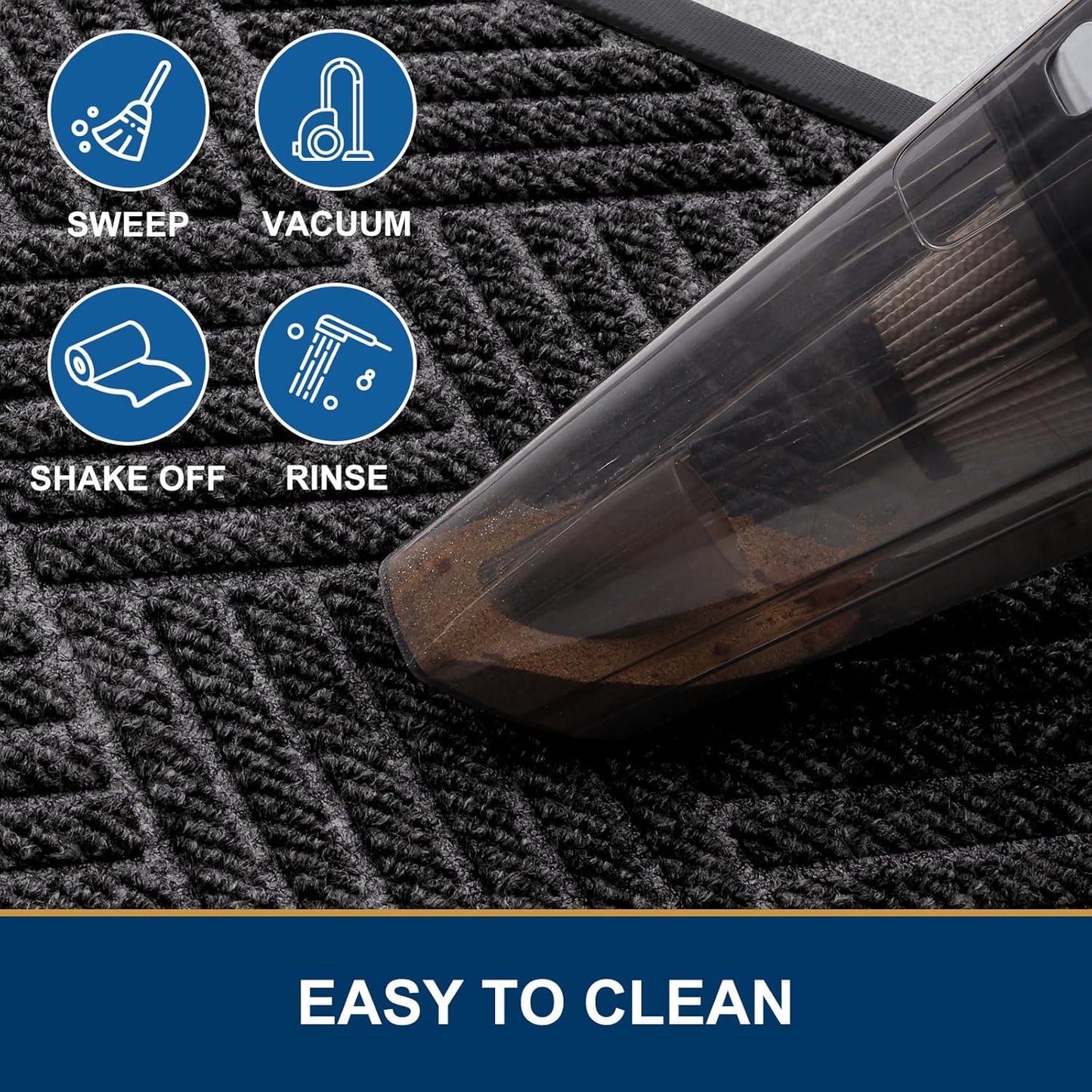 Smiry Front Door Mat Outside Entrance, Heavy Duty Outdoor Indoor Natural Rubber Doormat, Non Slip, Trap Dirt and Moisture, Easy Clean, Low Profile Patio Porch Entryway Mat, 35x23, Silver Grey