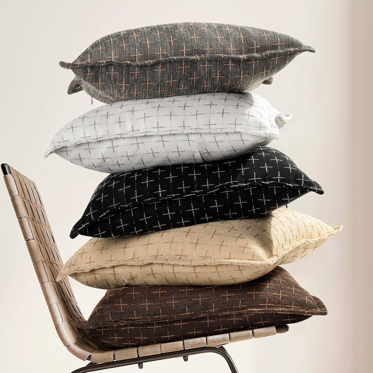 ZWJD 12x20 Pillow Covers Set of 2 Soft Polyester Textured Pillow Covers with Stylish Flange Edge Cozy Farmhouse Throw Pillows for Couch Bed Sofa Living Room