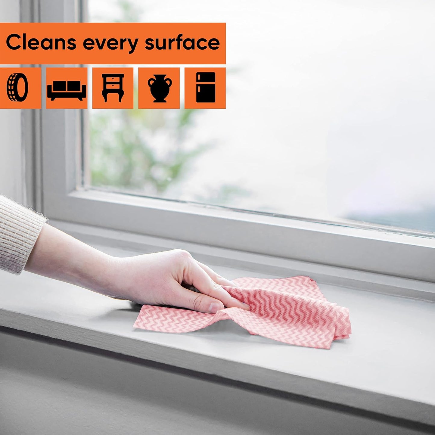 Superio Handy Wipes For Kitchen - Red Reusable Multi-Purpose Heavy-Duty Cleaning cloth for house, Bathroom, and office. Disposable Dish Towel (30)