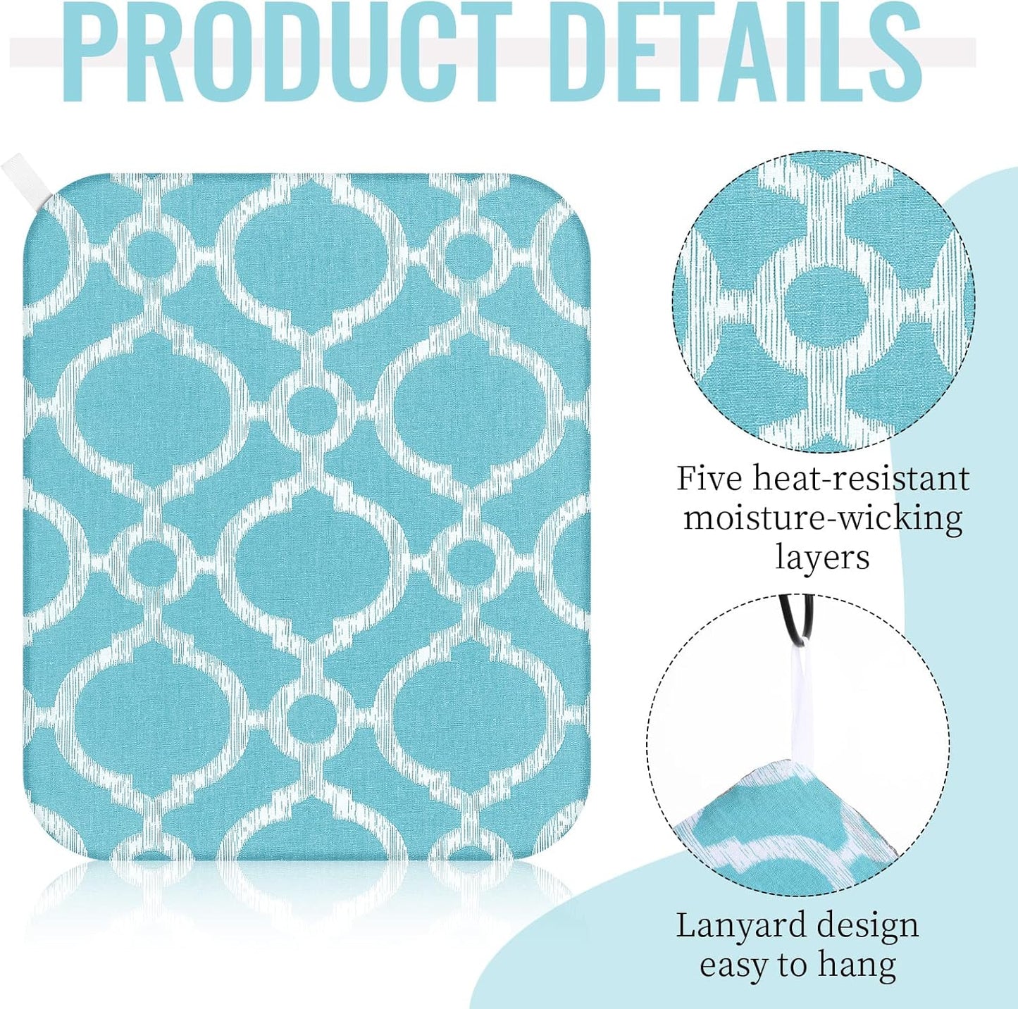 3 Pcs Heat Press Mats Compatible with Easypress 2 / Easypress Easy Press Mat Protective Resistant Double Sides Applicable Ironing Insulation for HTV Iron on Projects(Blue Lantern Pattern)