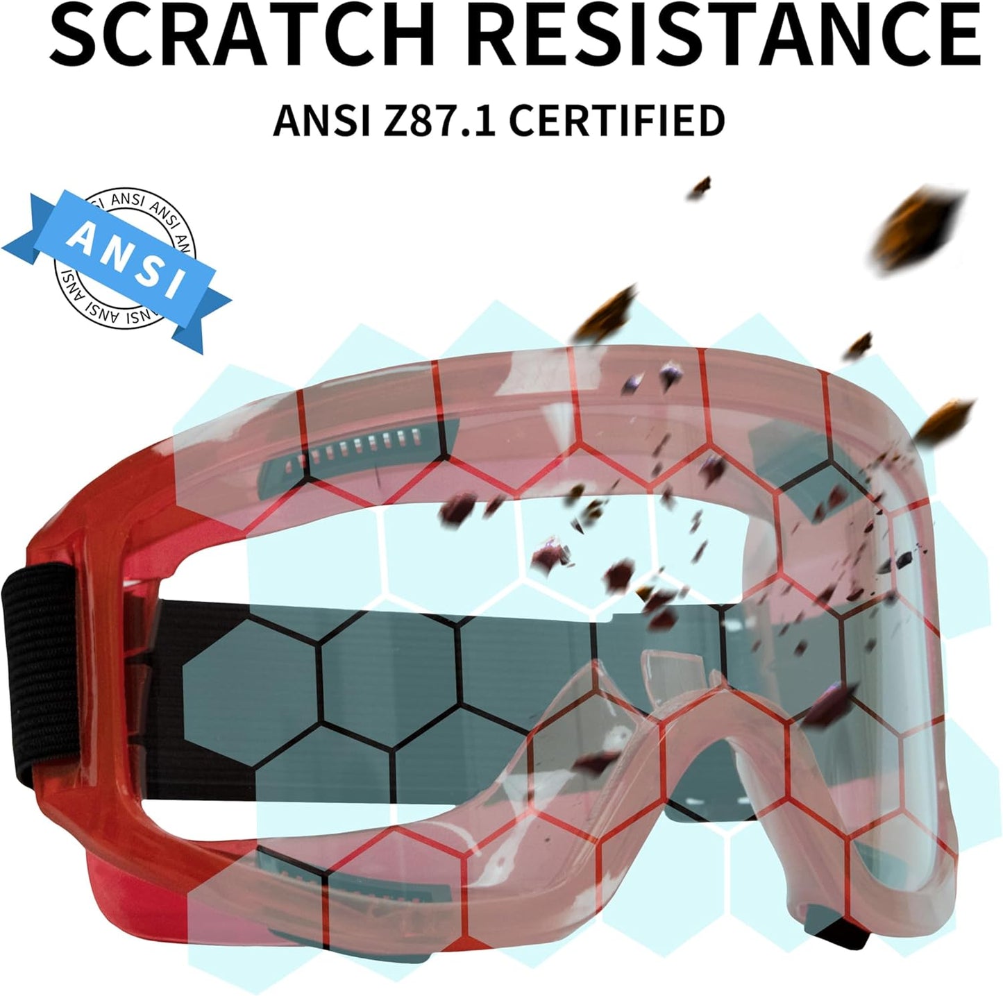 6 Pack Safety Goggles, ANSI Z87.1 Anti-Fog Lab Goggles, Adjustable Protective Eye Protection for Men