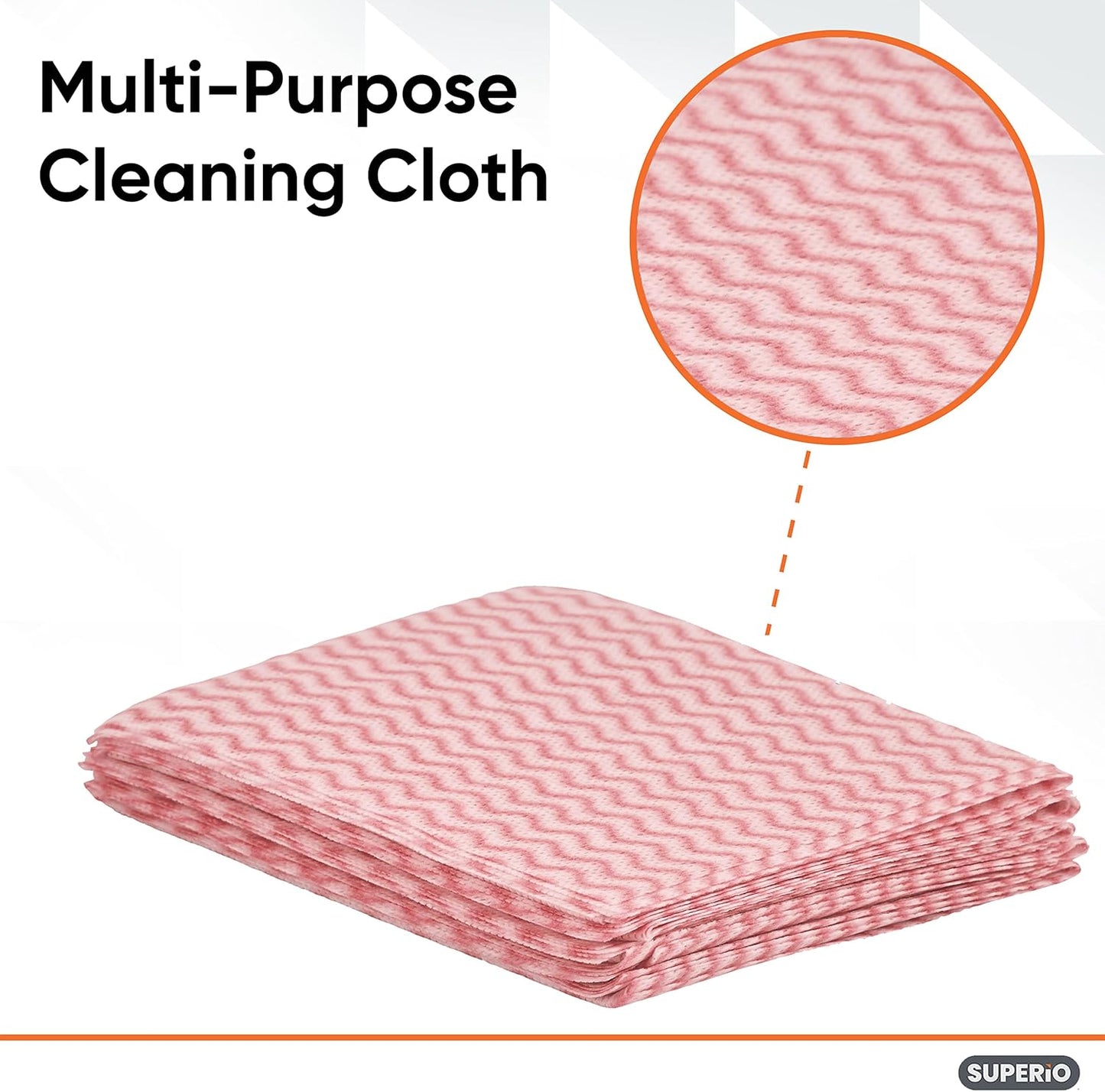 Superio Handy Wipes For Kitchen - Red Reusable Multi-Purpose Heavy-Duty Cleaning cloth for house, Bathroom, and office. Disposable Dish Towel (60)