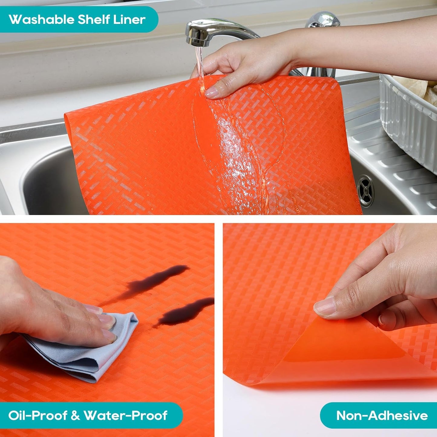 Red Fridge Liners Shelf Liner for Kitchen Cabinets Refrigerator Liners Waterproof & Oil-Proof Kitchen Cupboard Liner Non Adhesive Drawer Mats EVA Material for Shelves 17.5 x 393.7 Inches