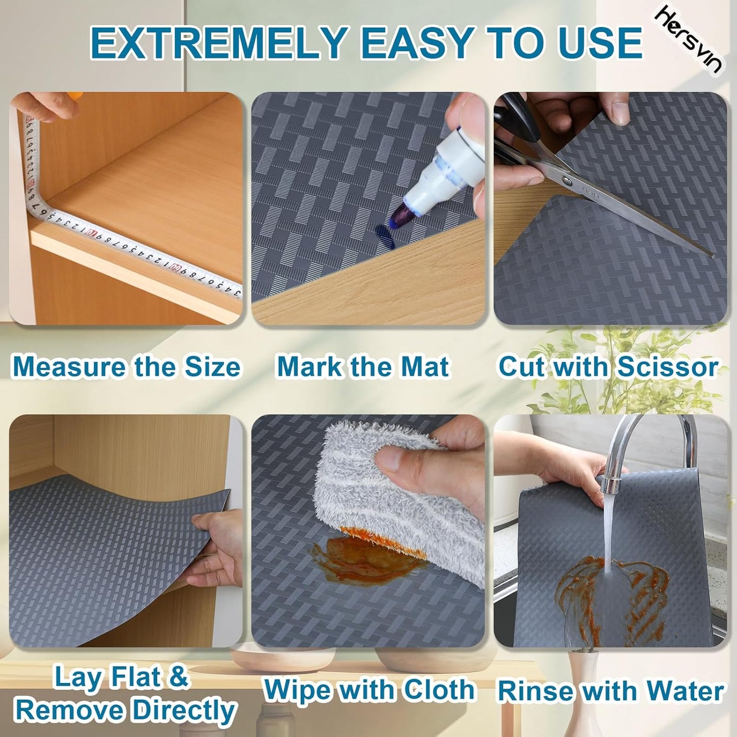 Shelf Liners 24 in x 20 ft EVA Drawer Mats, Non-Adhesive Cupboard Pad, Kitchen Cabinet Lining Fridge Cushion (Gray Crossed Stripe, 61x610cm)