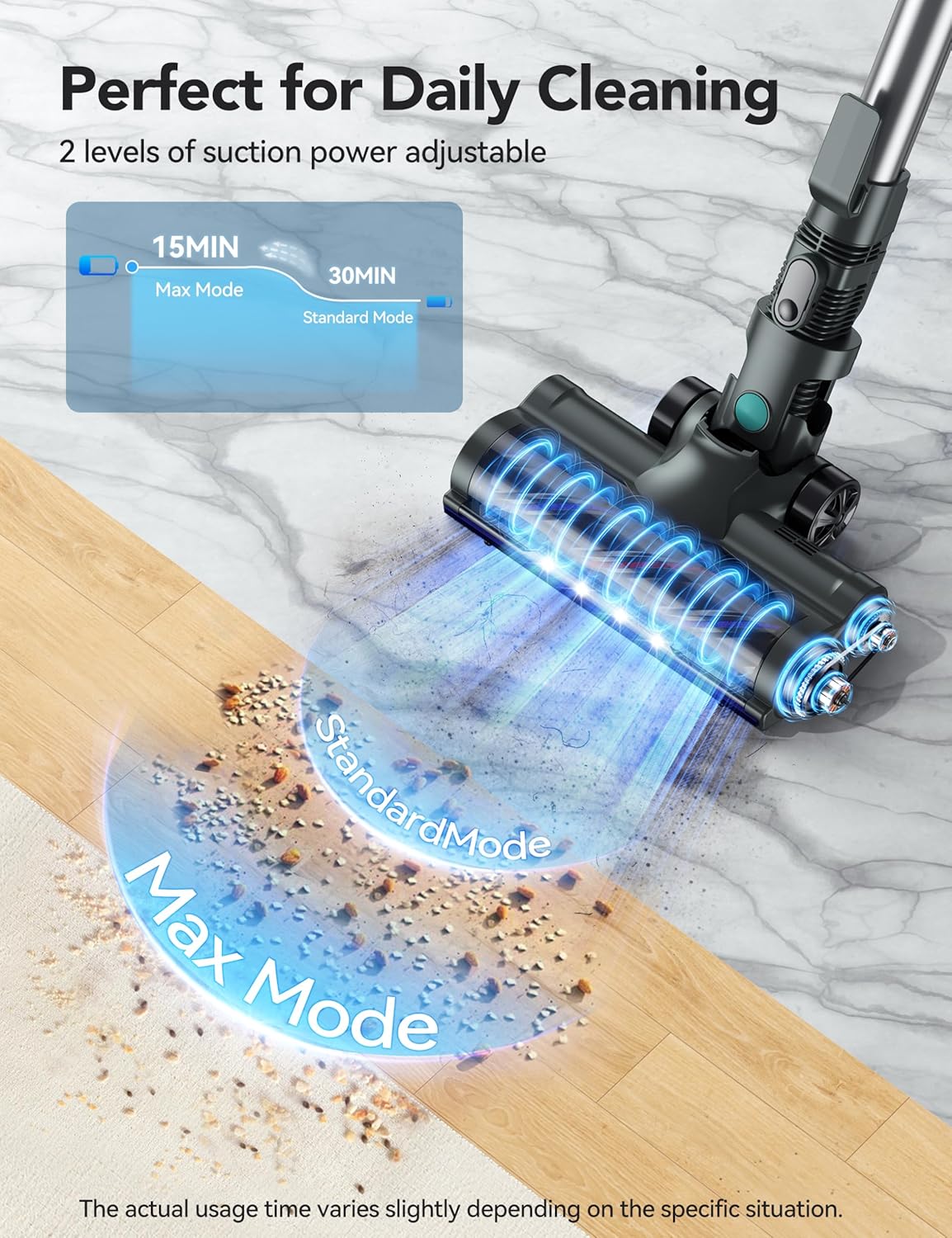 Cordless Vacuum Cleaner, 8-in-1 Powerful Vacuum Cleaners for Home with 1.3L Large Capacity, 2 Modes & 30Mins Runtime, Rechargeable Stick Vacuum for Pet Hair Hardwood Carpet - Green