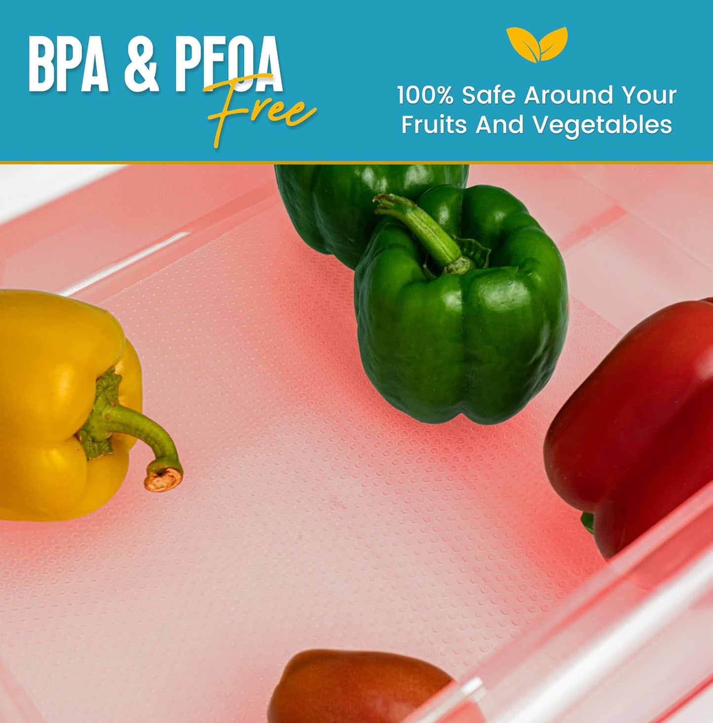 Refrigerator Liners for Shelves (8 Pack) by Linda’s Essentials - Non-Adhesive Shelf or Drawer Liner, BPA-Free Fridge Mats for Kitchen & Cabinets, Easy to Clean, Ideal Household Essentials(Multi Color)