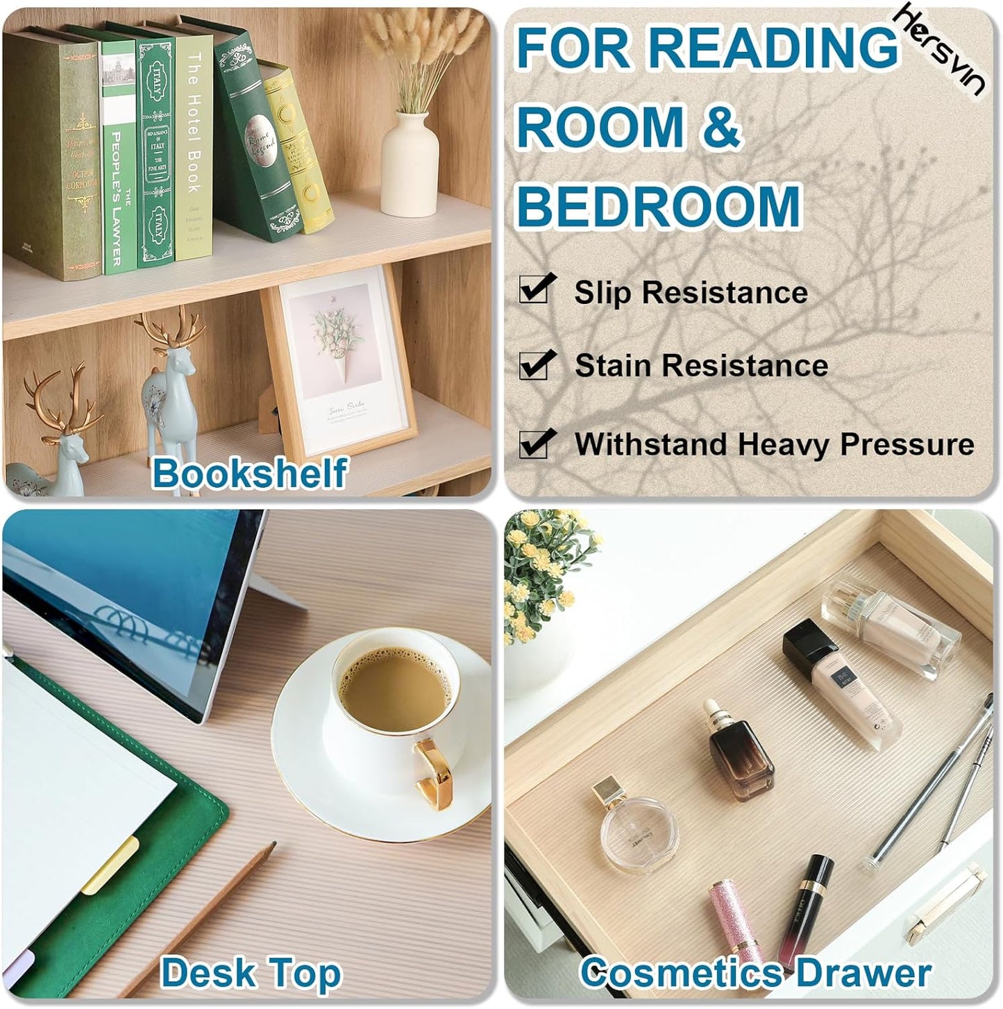 Shelf Liners 24 in x 20 ft EVA Drawer Mats, Non-Adhesive Cupboard Protector, Kitchen Cabinet Lining Fridge Liner (Clear Stripe, 61x610cm)