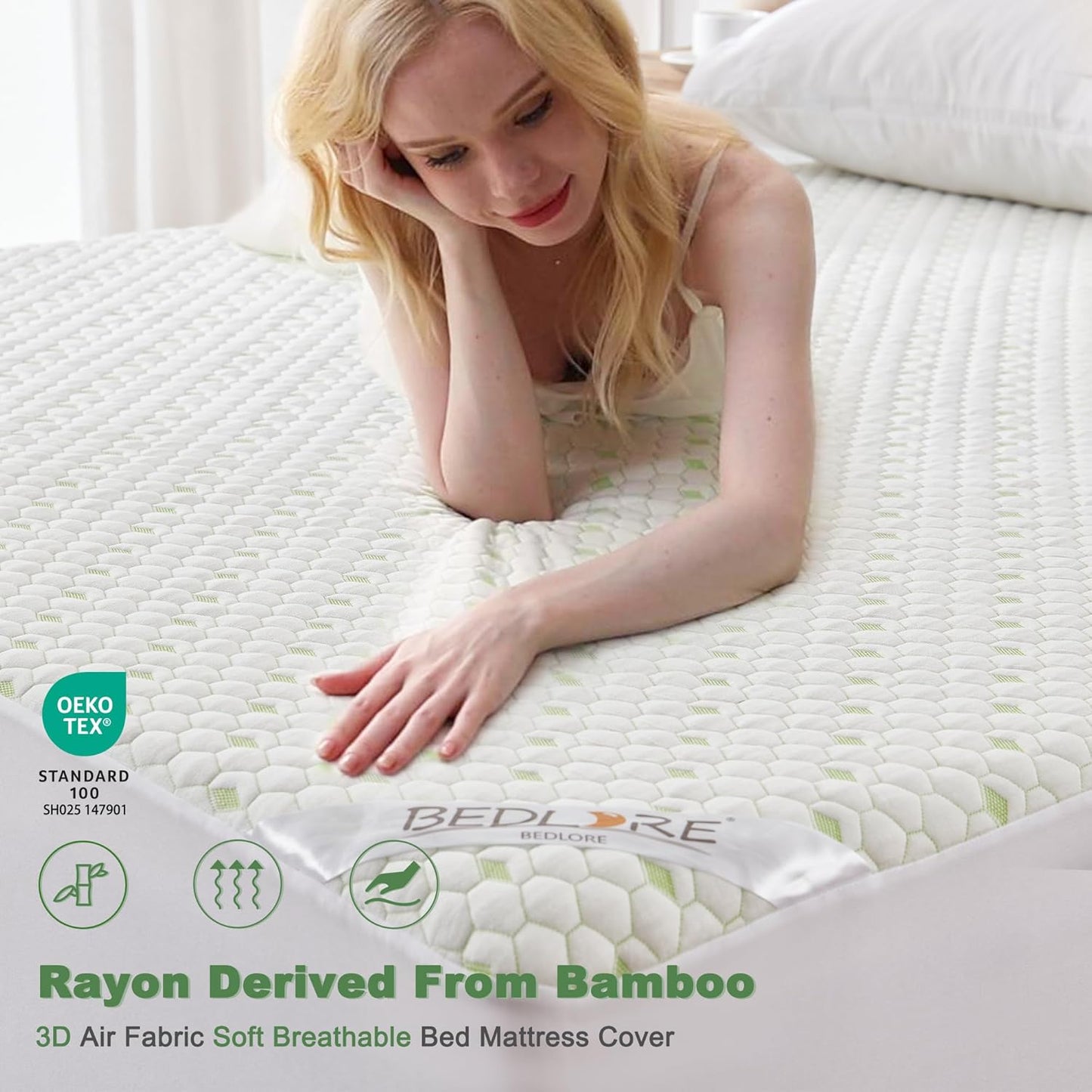 Waterproof Mattress Protector, Full Size Mattress Pad Fitted 6-15" Deep Pocket, 3D Air Fabric Double Bed Mattress Cover Noiseless Washable for College Dorm