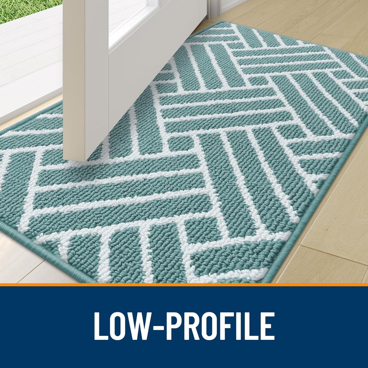 OLANLY Indoor Door Mat, 48x32 Inch, Dirt Resistant and Absorbent, Non-Slip Rubber Backing Floor Mats, Easy Clean Low-Profile Doormat for Entryway, Front Door, and Inside Entrance, Sage Green