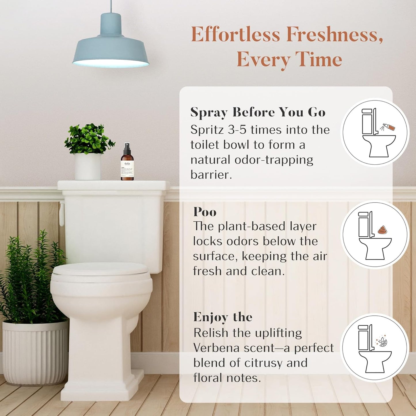 DUSA Bathroom Spray Poo Odor Eliminator 4 oz - Ultimate Toilet Spray and Freshener - Odor Neutralizer with Fresh Scent for Bathrooms and Home Use