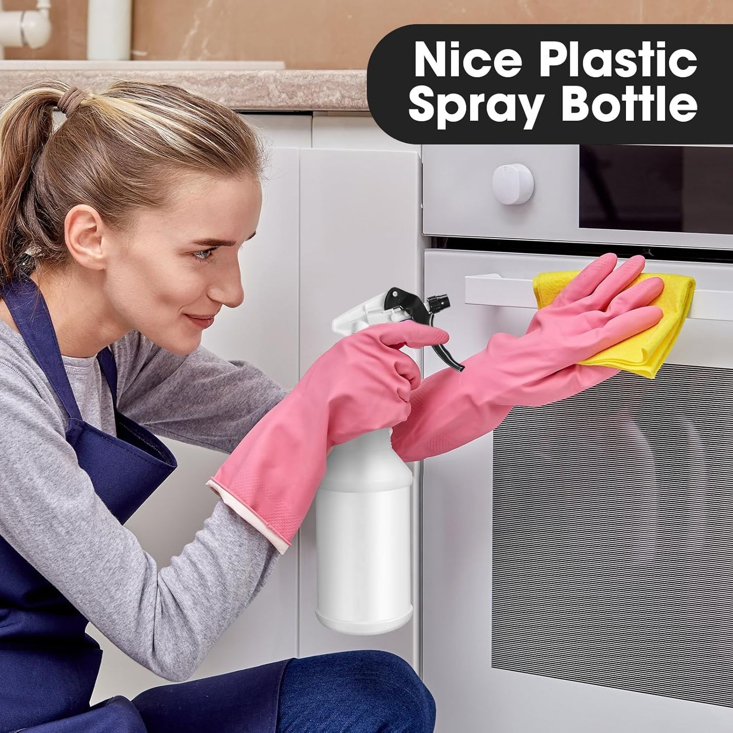 Eccliy 12 Pcs 16 Oz Plastic Spray Bottle, Adjustable Empty Reusable Sprayer for Cleaning, Planting, Water, Bathroom and Kitchen, BBQ, Commercial and Residential(Blue, Black,Original)