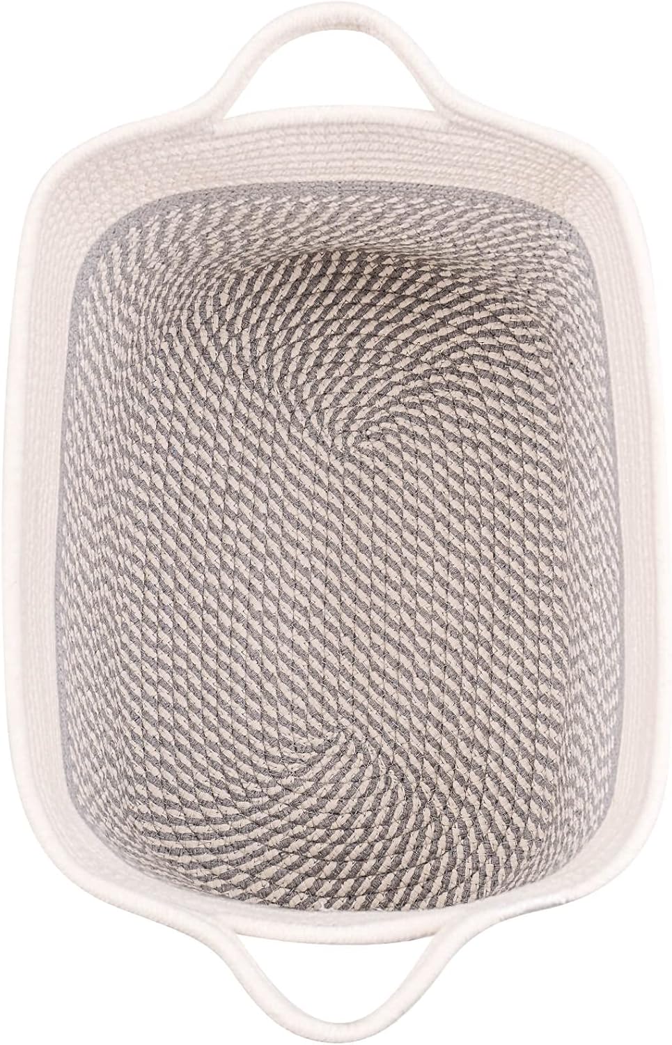 Medium and Large Woven Basket//With Handle, Used for Toys and Fabric Storage Basket used for Storing xl Storage Box, Decorative Storage Box Room 2pack (14L*12H YWhite/Gray, 14L*10W*12H)