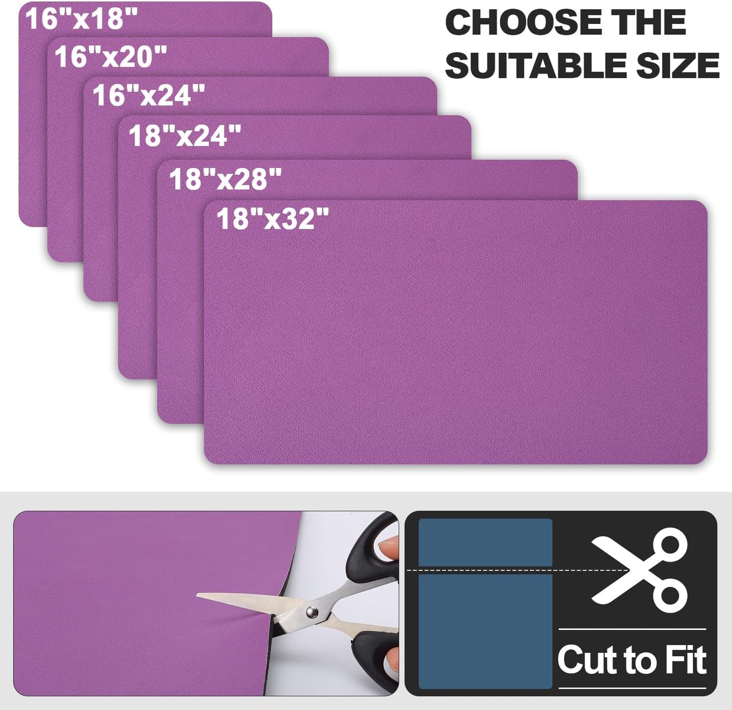 Dish Drying Mat for Kitchen Counter | Coffee Bar Mat for Countertops | Heat Resistant Drainer Mat with Non-slip Rubber Backed | Hide Stain Kitchen Absorbent Draining Mat | Purple 16"x20"