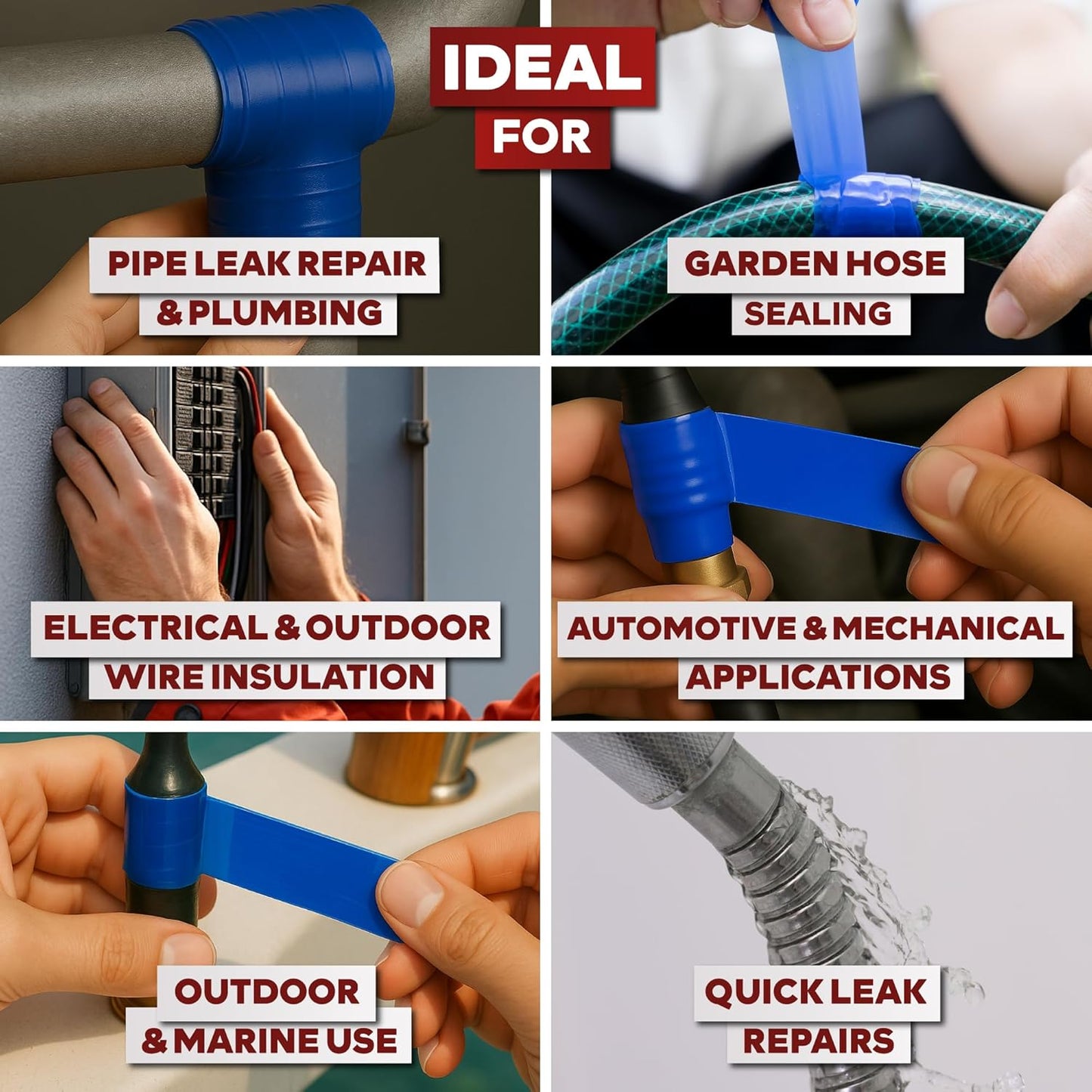 XFasten Self Fusing Silicone Tape Waterproof – 1" x 36 Feet Blue, Self Amalgamating Tape, Silicone Rubber for Plumbing, Sealing Pipes, Hose Repair, Outdoor Coax and Electrical Cables – Weatherproof