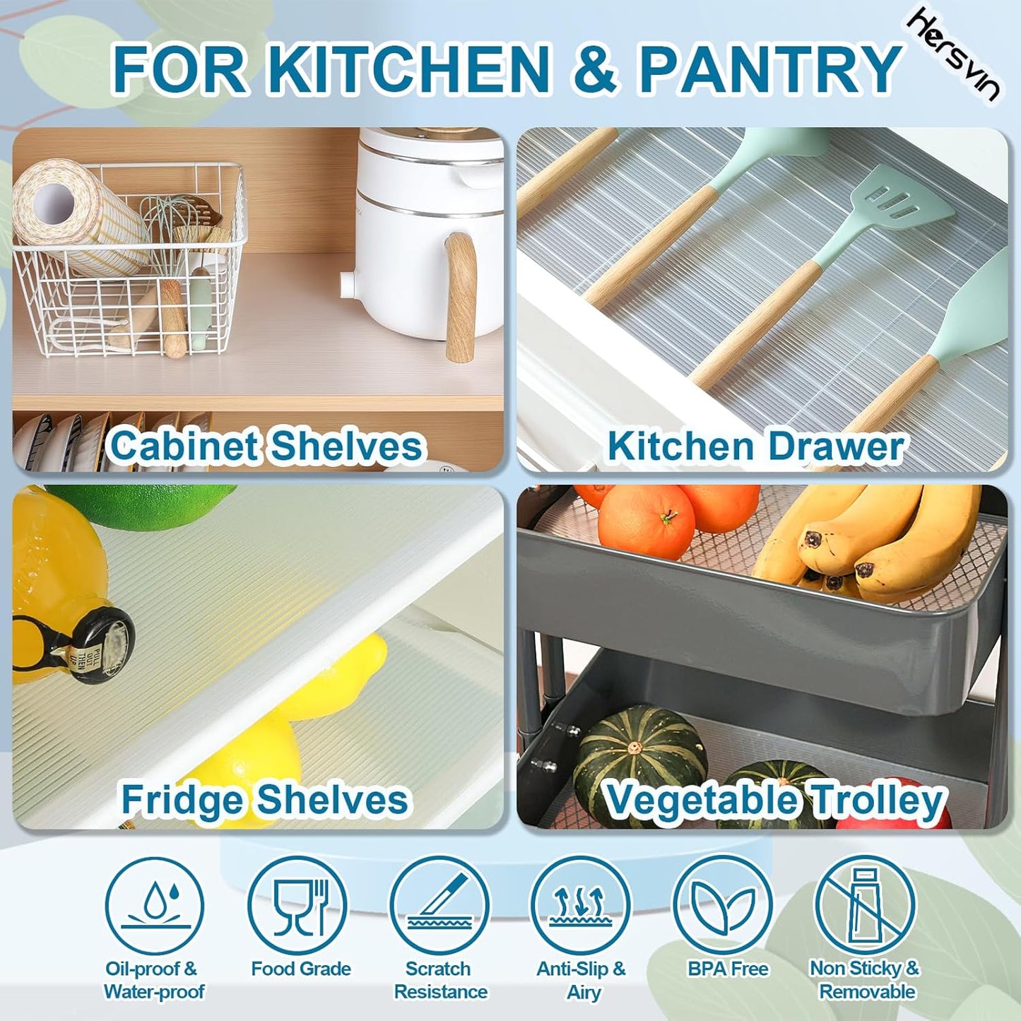 Shelf Liners 26 in x 20 ft EVA Drawer Mats, Non-Adhesive Cupboard Protector, Kitchen Cabinet Lining Fridge Liner (Clear Stripe, 66x610cm)