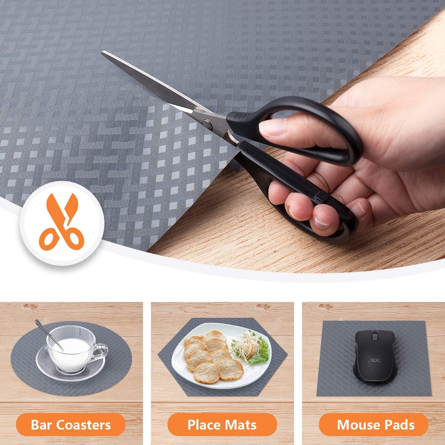 Shelf Liners for Kitchen Cabinets Refrigerator Liners Waterproof Kitchen Cupboard Liner Durable Plastic Drawer Mats EVA Material Non Adhesive Fridge Liner for Shelves (23.6 x 157.4 inches, Gray)