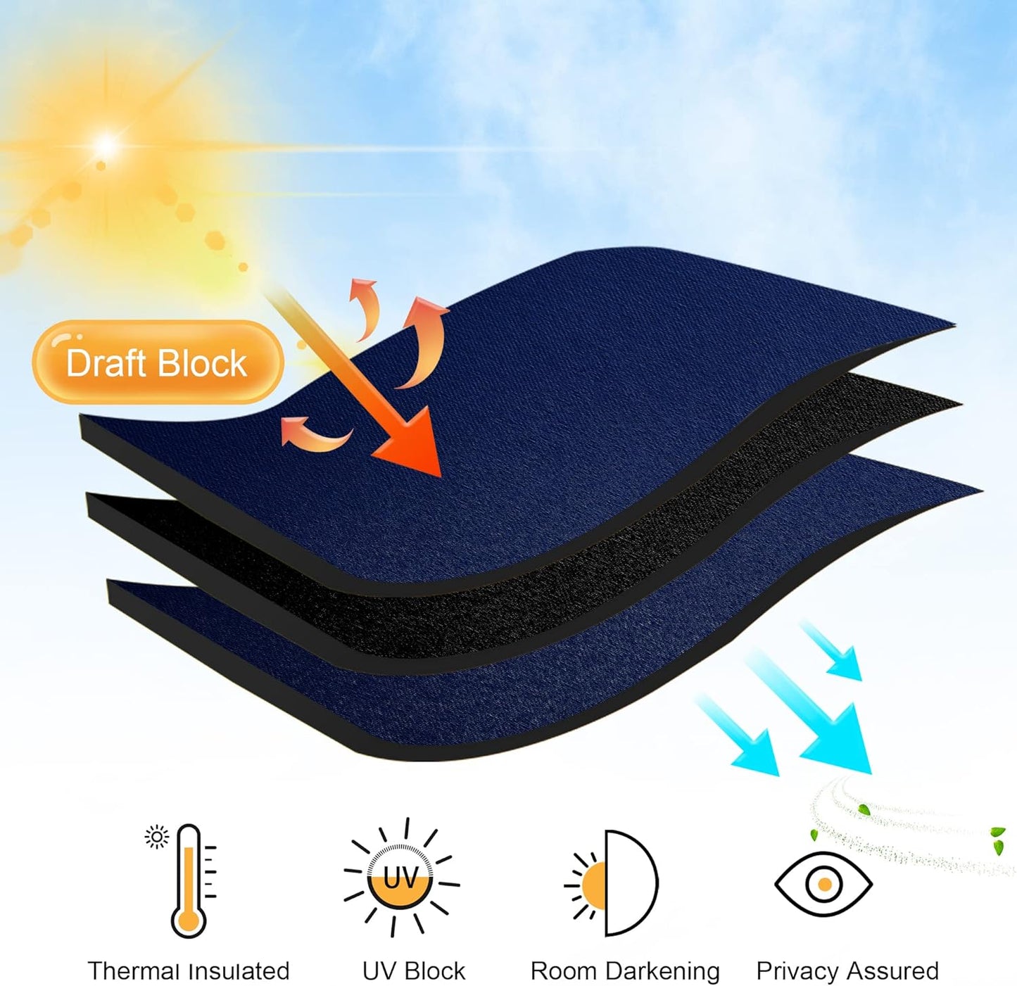 RYB HOME Bathroom Window Curtains - Super Soft Blackout Privacy Curtains for Baby Nursery Bedroom Basement Garege Workshop Kitchen Dining Living Room, W 29 x L 30, Marine Blue, 2 Pcs