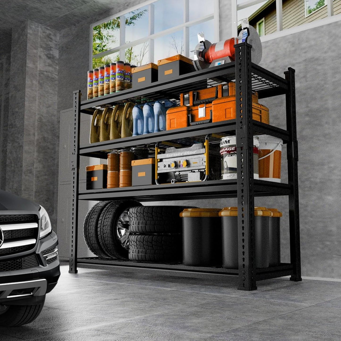 Storage Shelves Heavy Duty 3 PCS, 36"L x 16"W x 60"H Garage Wire Shelving Unit Loads 1920LBS, 4-tier Adjustable Metal Industrial Utility Shelf Rack for Kitchen, Laundry, Pantry, Warehouse, Basement