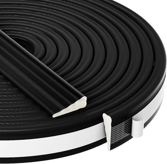 QDiShi 196" Wedge-Shape Weather Stripping Door Seal Weatherproof Foam Seals Self Adhesive Insulation Anti-Collision Strip Soundproofing Frame Insulation Tape Fits 0.13-0.31" Gaps(Black)