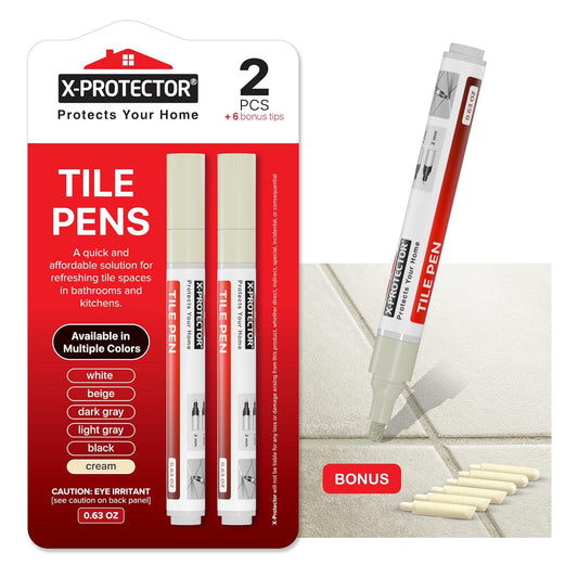 X-Protector Water Based Grout Marker - 2 PCS with 8 Tips, Cream