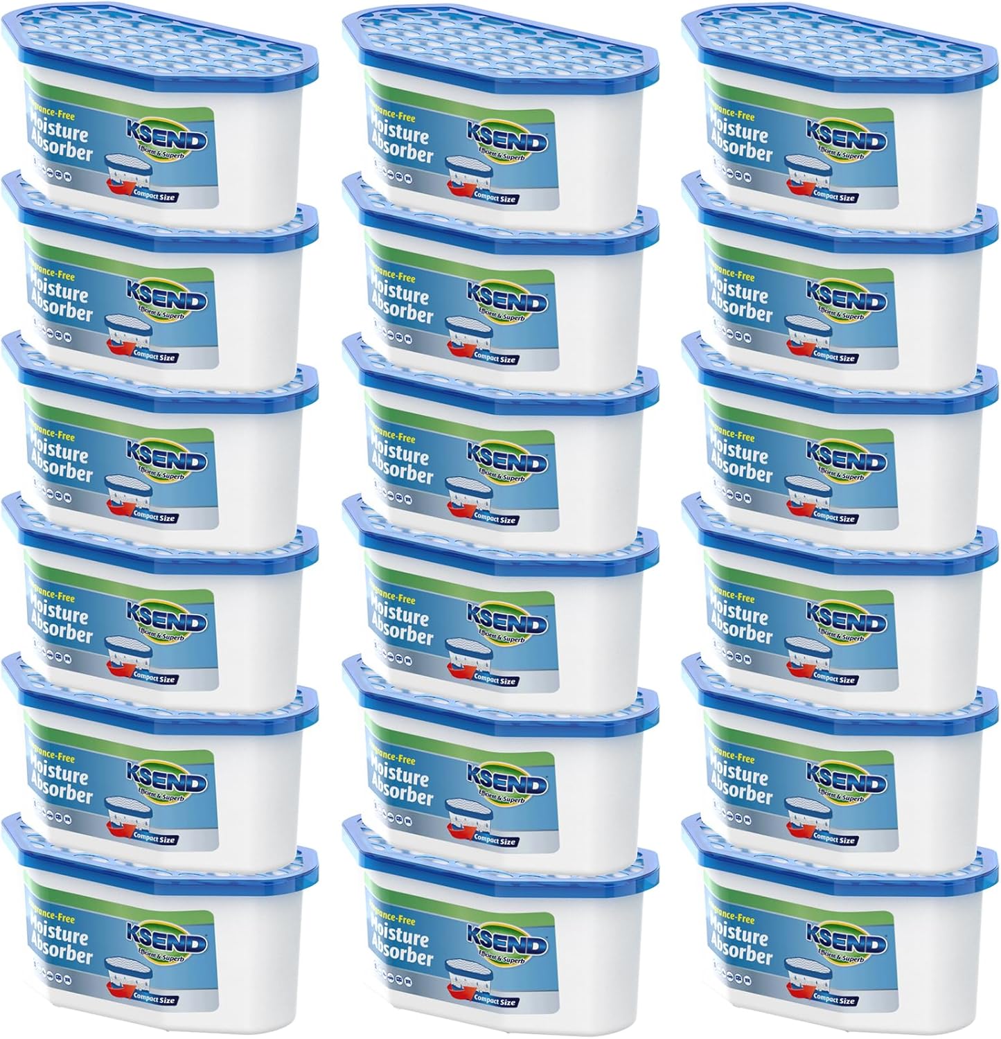 Moisture Absorbers, 18 Pack, Compact Dehumidifier for Closet, Efficient Humidity Absorber Boxes, Moisture Absorber for Closet, Odor Eliminator with Fragrance Free, Blue, 6.4oz, 300ml