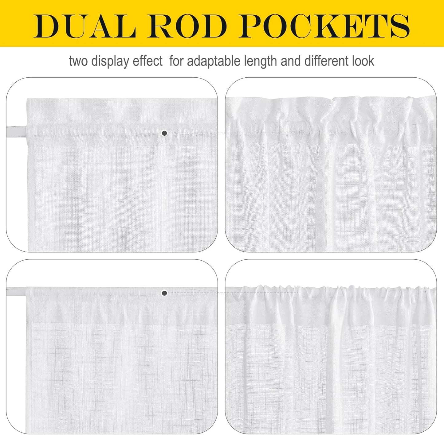 NICETOWN Sidelight French Door Panel, Linen Textured Look Translucent Privacy Side Light Sheer Front Door Curtain Including Tieback, 30 inches Wide x 72 inches Long, White