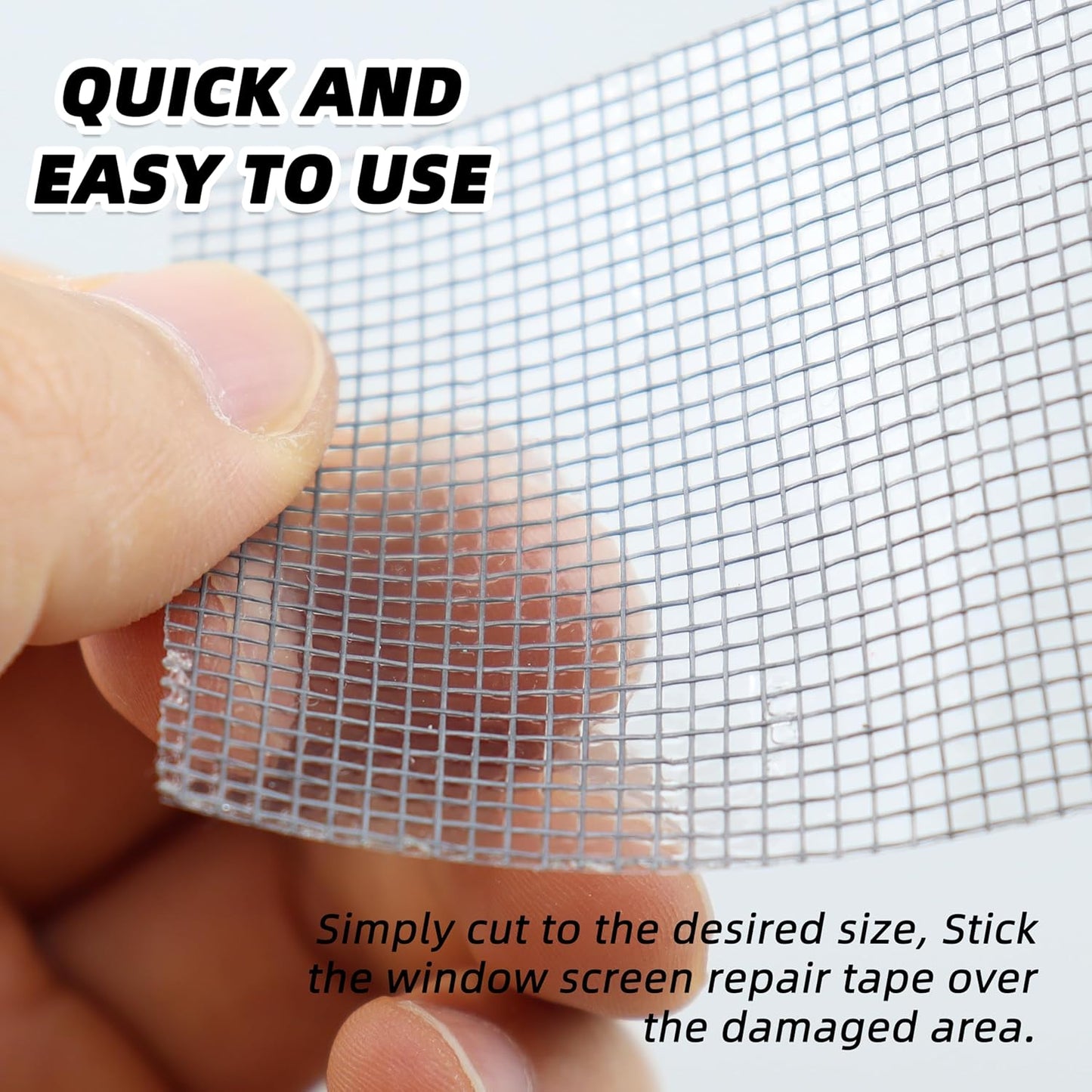 2IN Wide (16.4Ft/5.46Yd/Roll) Window Screen Repair Tape for Windows or Doors, 3-Layer Design - Adhesive Fiberglass Mesh Patch Waterproof Tape, Easy to Cut & Apply, Gray, 1 Roll