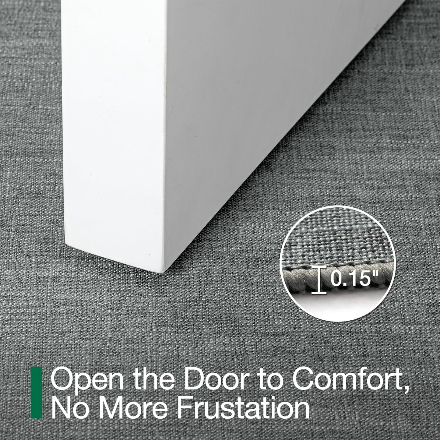 LUMI Ultra Thin Door Mat for Entryway,36"x59" Low Profile Non Slip Rubber Backing Indoor Doormat, Easy Clean Welcome Entrance Mat for Inside House, Patio, Greenish Grey