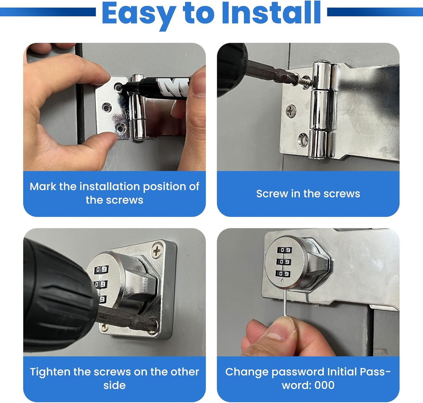 Keyless Cabinet Lock with Combination Code - 3-Digit Password Hasp Latch Lock for Drawers, Bifold Closet Door and Double Sided Door (Silver, 4.5 Inch, 2 Pack)