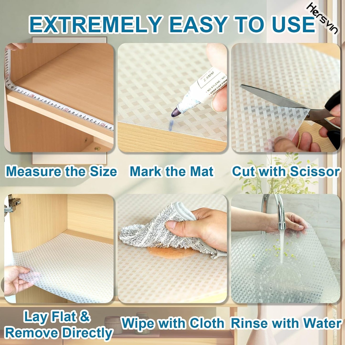 Shelf Liners 14 in x 20 ft EVA Drawer Mats, Non-Adhesive Cupboard Protector, Kitchen Cabinet Lining Fridge Liner (Clear Crossed Stripe, 35.6x610cm)