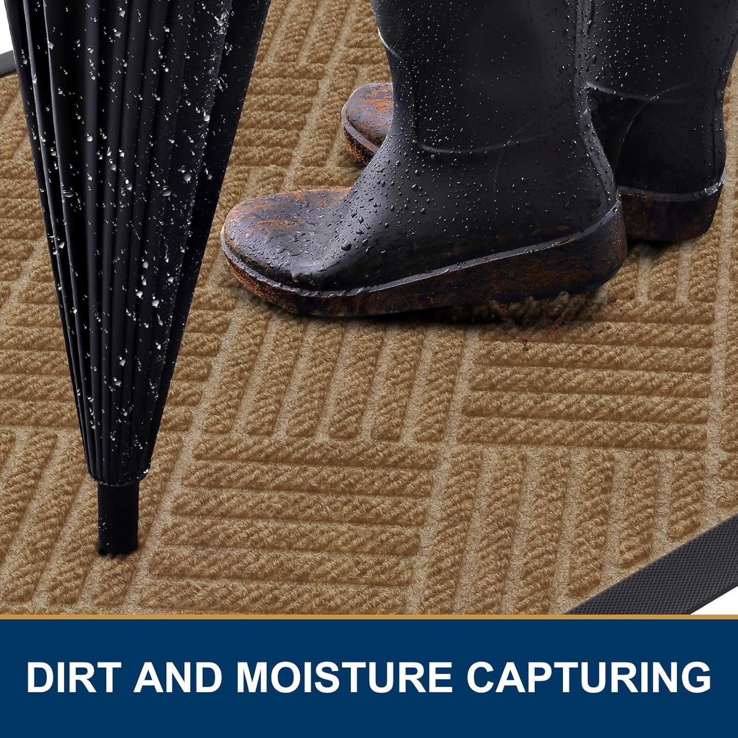 Smiry Front Door Mat Outside Entrance, Heavy Duty Outdoor Indoor Natural Rubber Doormat, Non Slip, Trap Dirt and Moisture, Easy Clean, Low Profile Patio Porch Entryway Mat, 35x23, Coffee