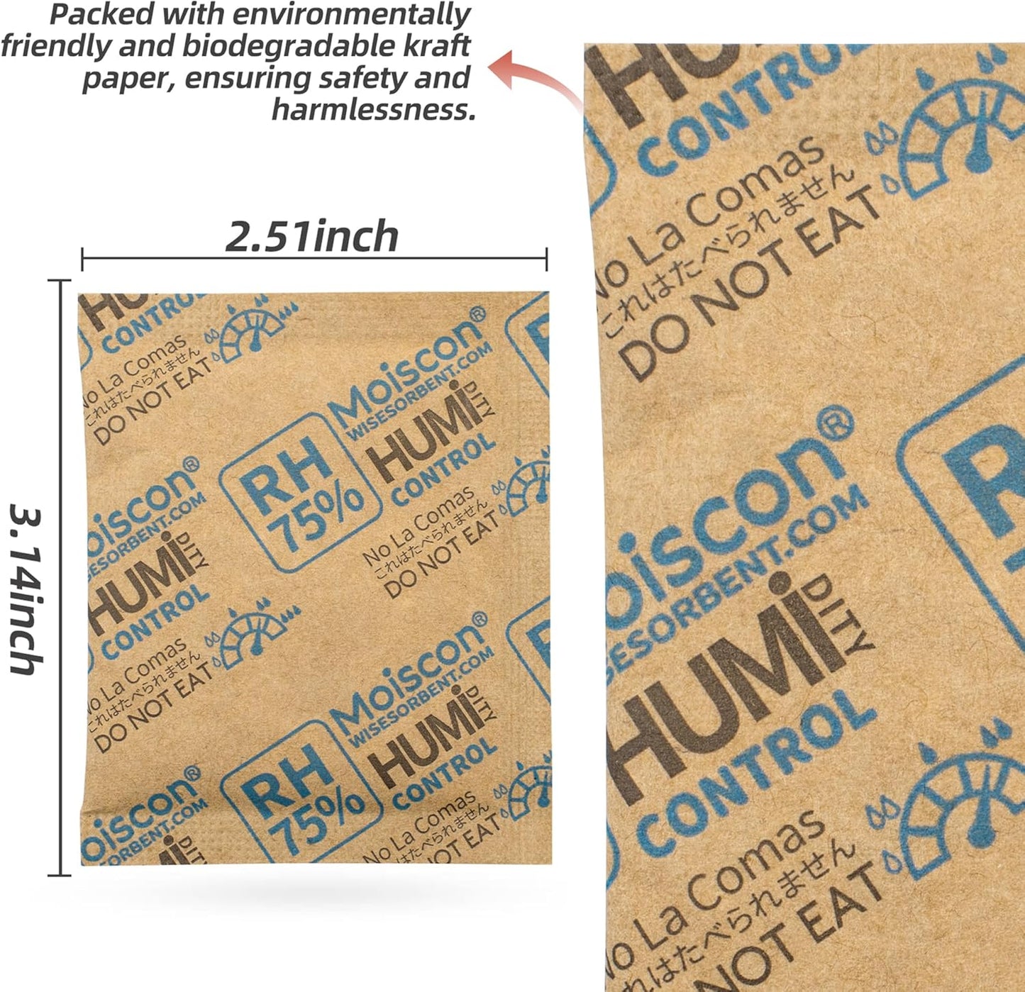 75% RH 8 Gram Two-Way Humidity Control Packs for Storing Up to 5 Items, 15 Pack Size 8 Moisture Control Packets Individually Wrapped for Small Non-Plastic Travel Cases