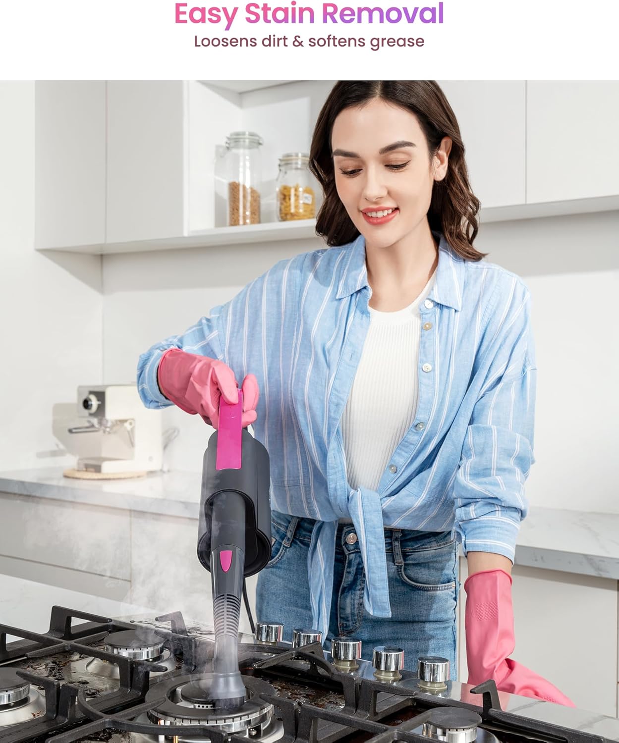 Schenley 19-in-1 Steam Mop Dual-Rod Design with Detachable Handheld Steamer for Walls, Grouts, Hard Floors, Tiles, includes Multi-purpose Accessories, Washable Microfiber Pads and Disposable Pads