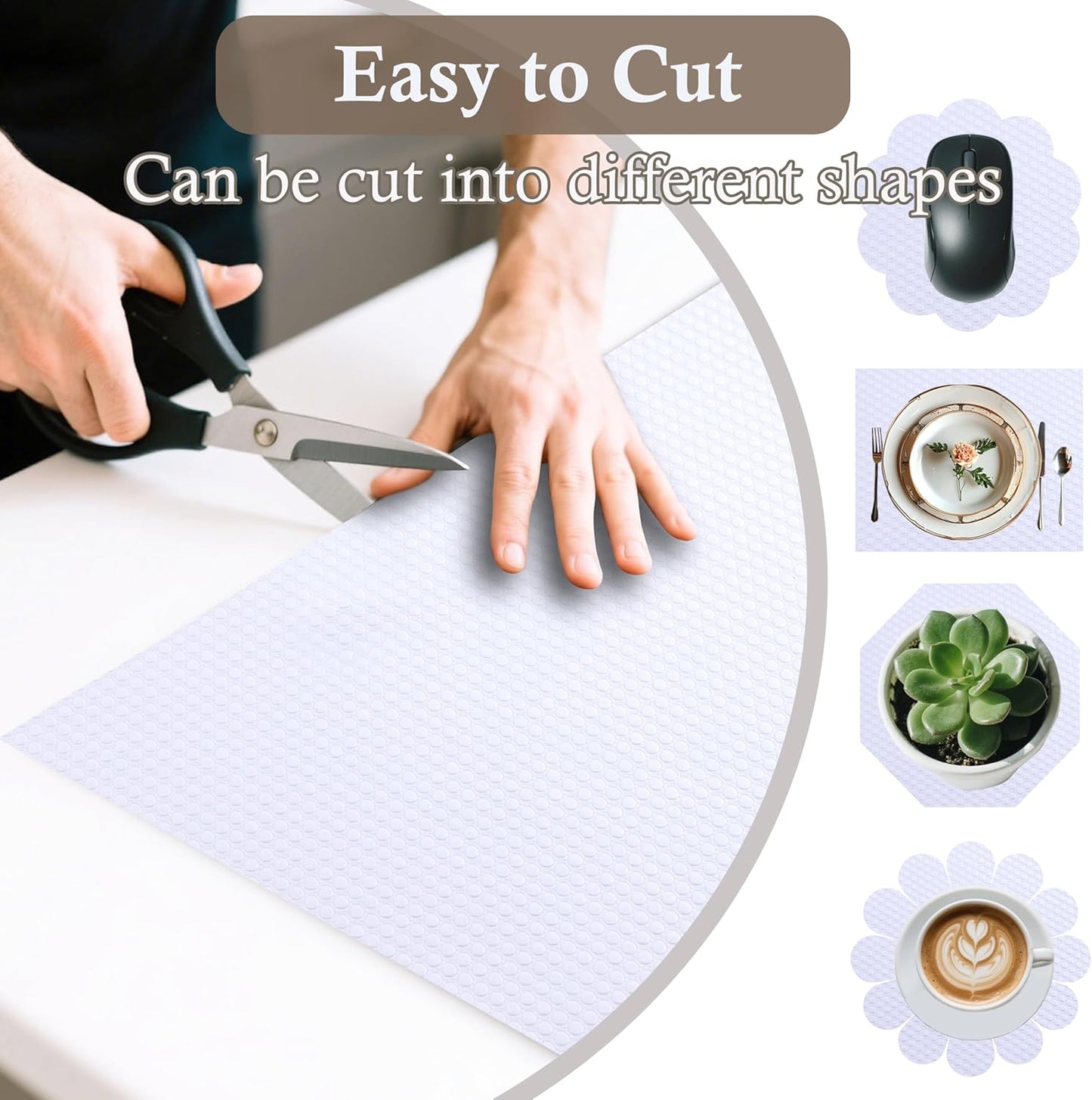 Cabinet Shelf Liner 24 Inch Wide X 20 Ft Non-Slip Kitchen Drawer Liners Waterproof & Oil-Proof Drawer Liners for Cupboard Pantry Non Adhesive Refrigerator Shelf Liner Strong Grip Cabinet Mat (White)