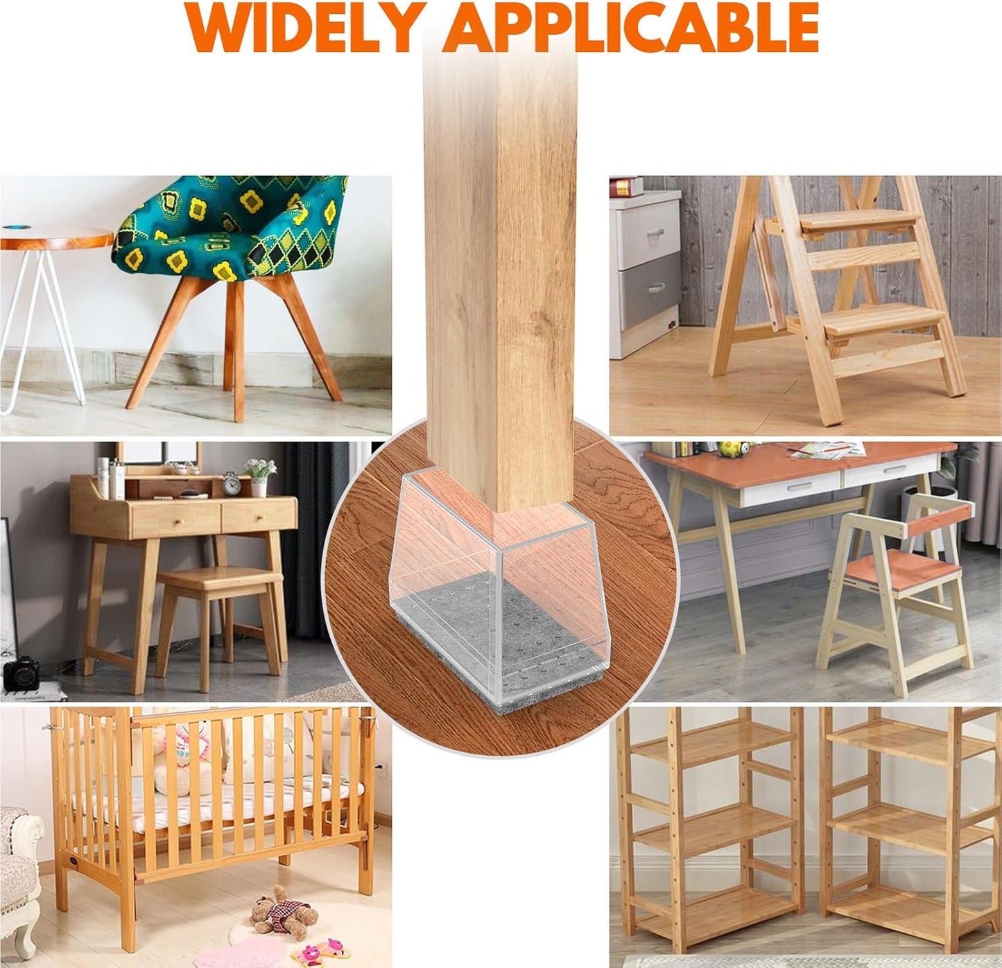 Rectangle Chair Leg Protectors for Hardwood Floors,16 PCS Silicone Covers to Protect Wood Tile Floors Felt Pads Furniture Leg Caps Reduce Noise. Easy to Move.(Clear,1 x 1.75 Inch,Rectangle)