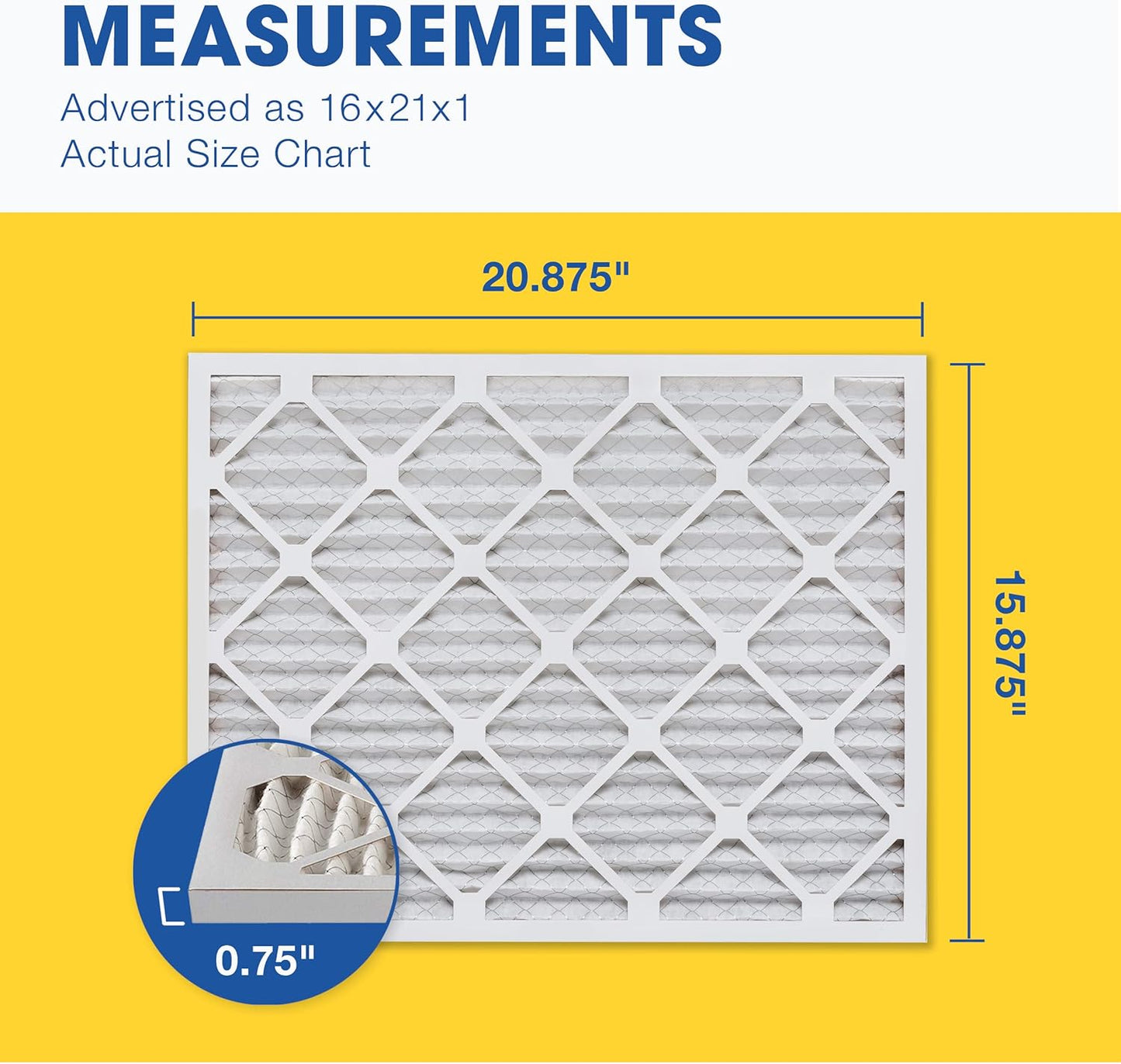 Aerostar 16x21x1 MERV 11 Pleated Air Filter, AC Furnace Air Filter, 6 Pack (Actual Size: 15 7/8" x 20 7/8" x 3/4")