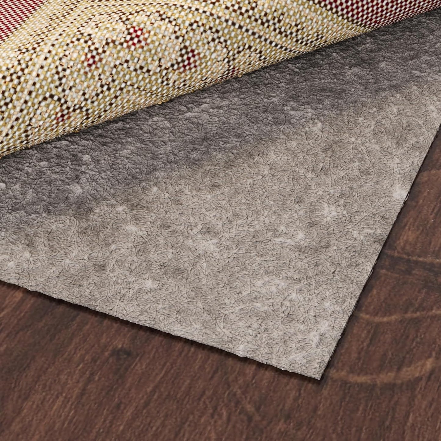 Ottomanson 4' x 8' Non-Slip Rug Pad Gripper 1/4 Inch Thick Dual Surface Felt + Rubber Gripper - Safe for All Floors, Brown