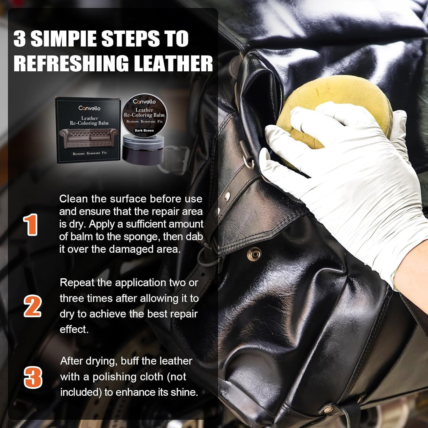 Dark Brown Leather Repair Kit, Dark Brown Leather Recoloring Balm, Leather Dye - Restore & Renew Scratch, Faded and Aged Leather & Vinyl Couches, Boots, Car Seats or Leather Furniture