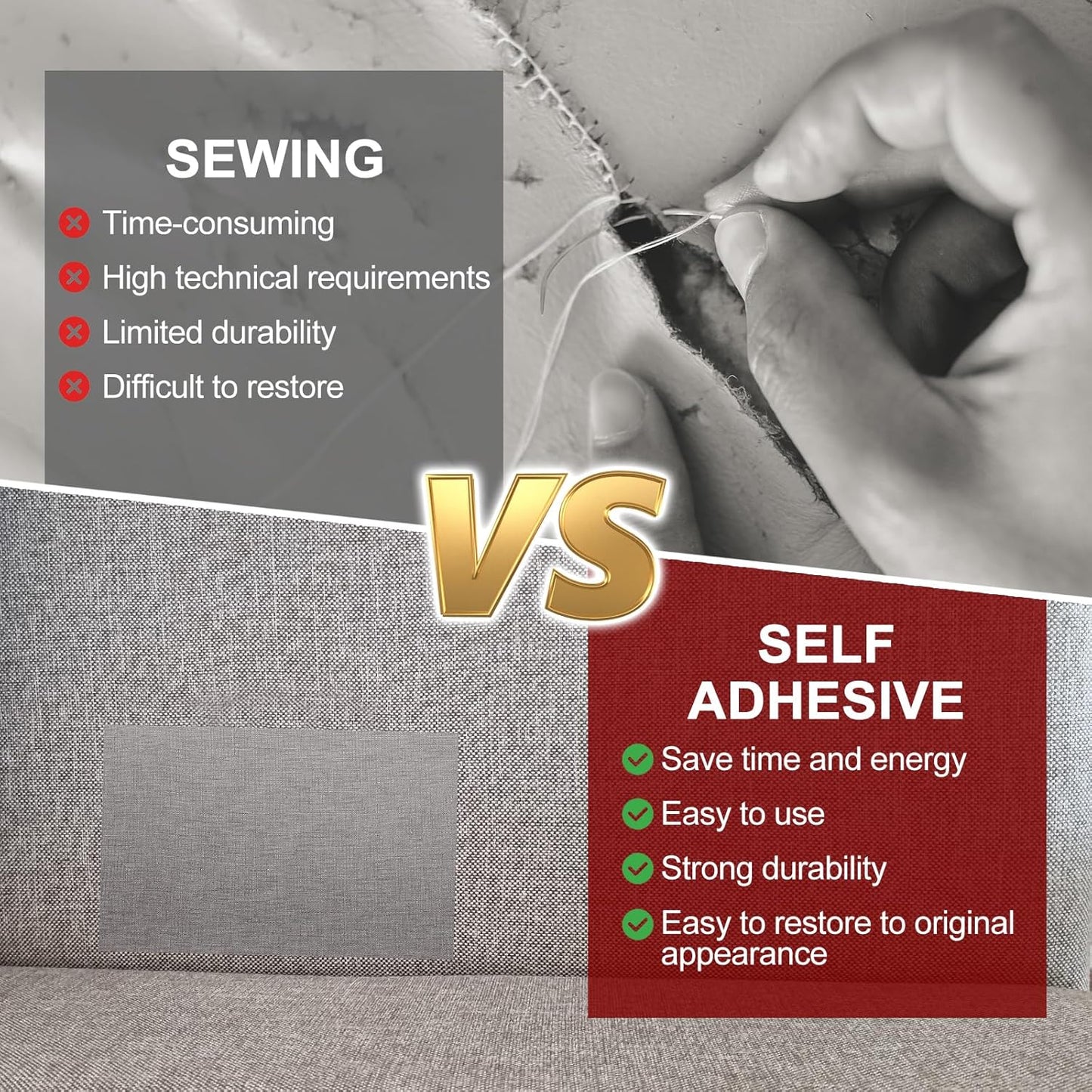 PATIKIL Leather Patches Tape for Furniture, 3.2 x 61 Inch Self Adhesive Vinyl Leather Repair Kit Cover Sheet for Couch, Sofa, Car Seats, Office Chair, Bright White