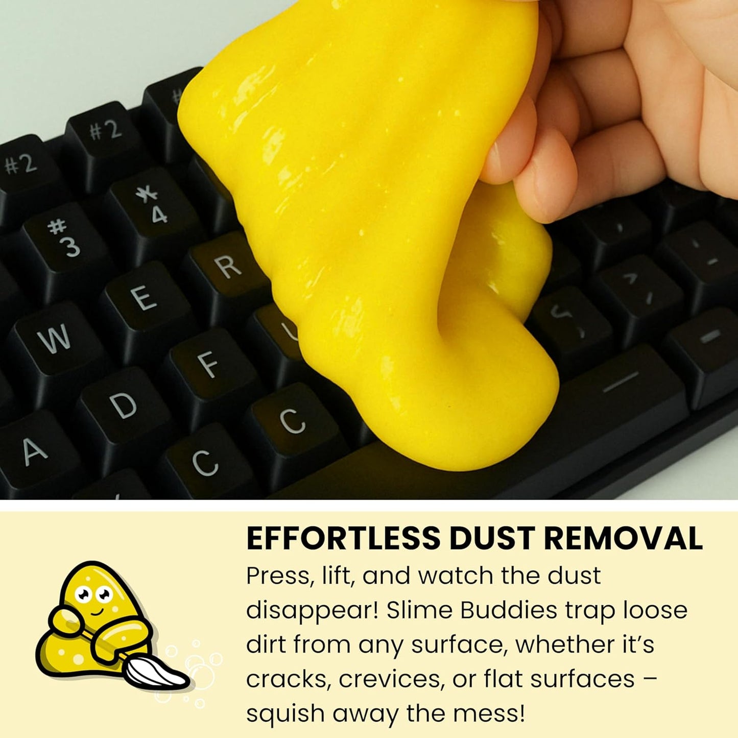 Slime Buddies Car Cleaning Gel Putty - Lemon Scented Interior Detailing Tool for Cup Holders, Air Vents & Keyboard - Reusable Auto Detailing Accessories - Dust Remover Goop - Gifts for Men Women