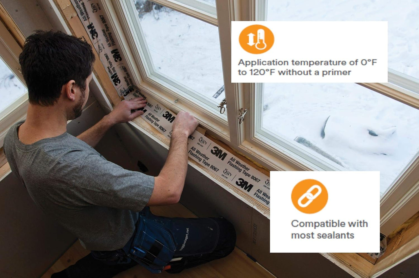 3M All Weather Flashing Tape 8067, 6 in x 75 ft, 1 Roll, Adhesive Backed Split Liner, Prevents Moisture Intrusion, Waterproof Flashing Seals Doors, Windows, Openings in Wood Frame Construction