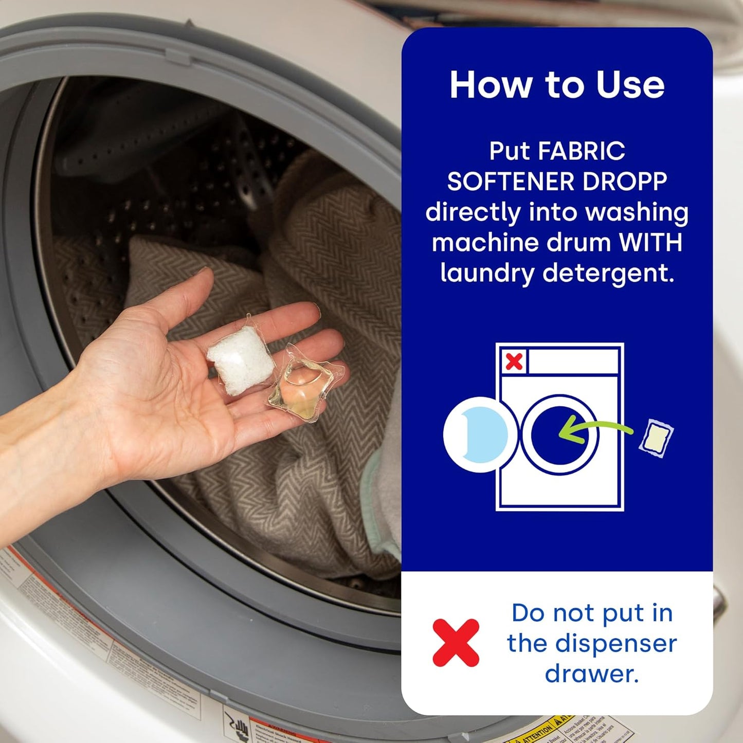 Dropps Laundry Fabric Softener Pods, Crisp Breeze (64 Pods) - Laundry Additive for Softening & Protection - HE Compatible Mineral Based Ingredients Laundry Supplies