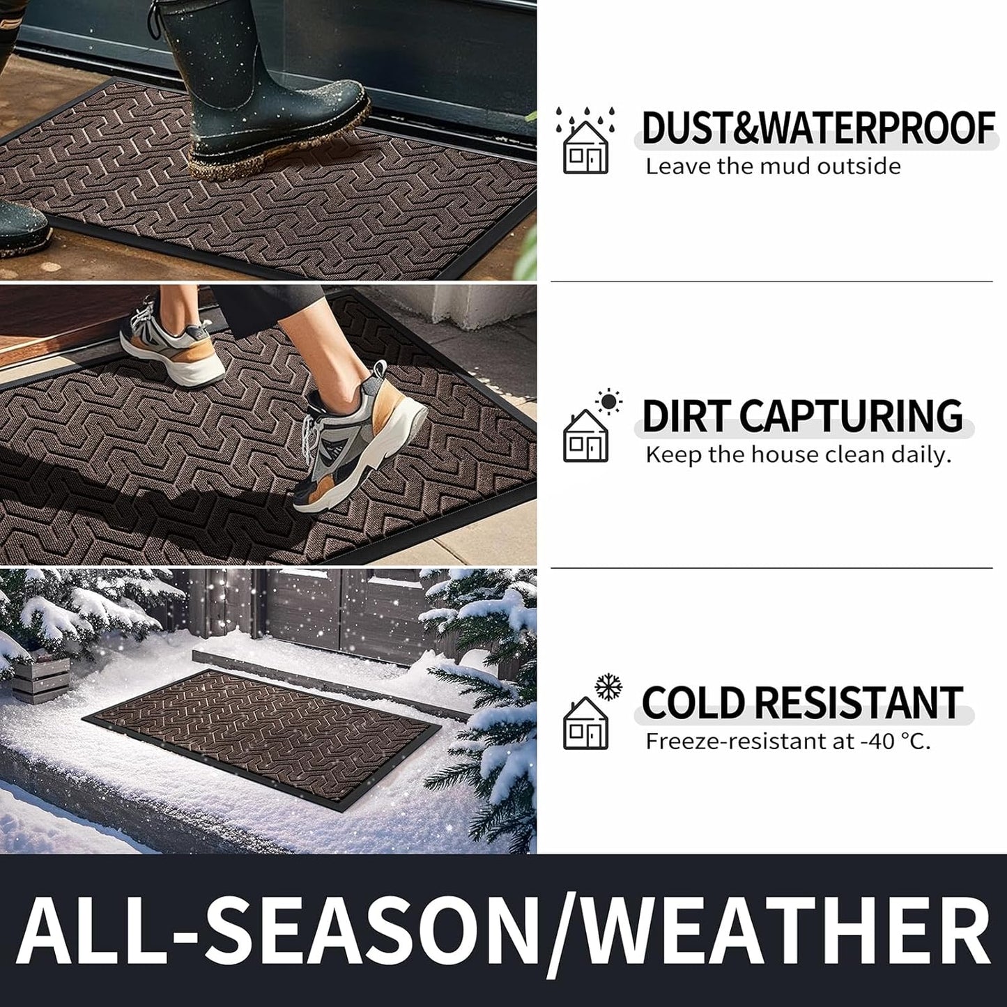 Yimobra Large Door Mat Outside Entrance 47x32, Waterproof Heavy Duty Outdoor Mats for Front Door, Non Slip Rubber Entry Mat for Garage Patio, Easy Clean, Brown