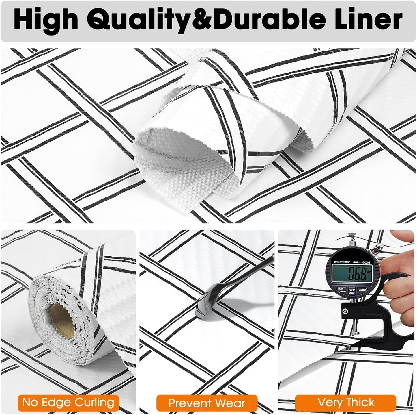 Drawer and Shelf Liners for Kitchen Cabinets Non-Adhesive Cabinet Liners Strong Grip Non Slip Waterproof Contact Paper for Cabinets and Drawers Shelves Cupboard,Geometric,12IN X 20FT