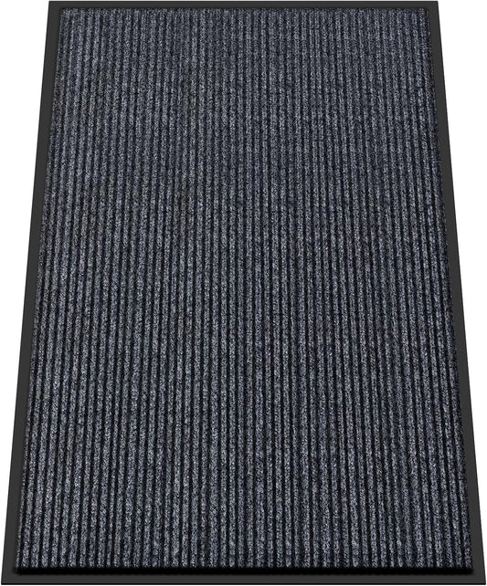 Kuyal Front Door Mat, 4'x6' Indoor Outdoor Entrance Mat, Commercial Floor Mats Inside Outside Entrance, Heavy Duty Durable Welcome Mats, Rubber Backing Non Slip Outdoor Mats for Entryway,Dark Gray