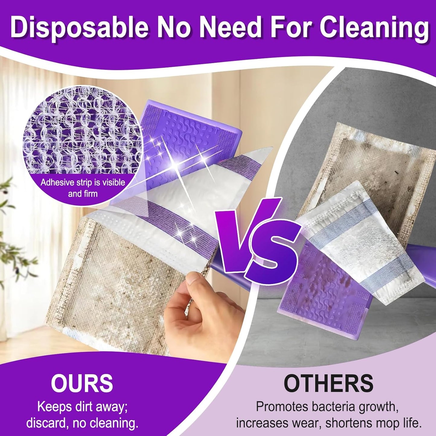 50 Count Disposable Wet Jet Pads for Wet Jet Spray Mop, Wet Jet Pads Refills for Multi Surface, Disposable Wet Jet Hardwood Floor for Wet Pads, Thickness & Absorbent