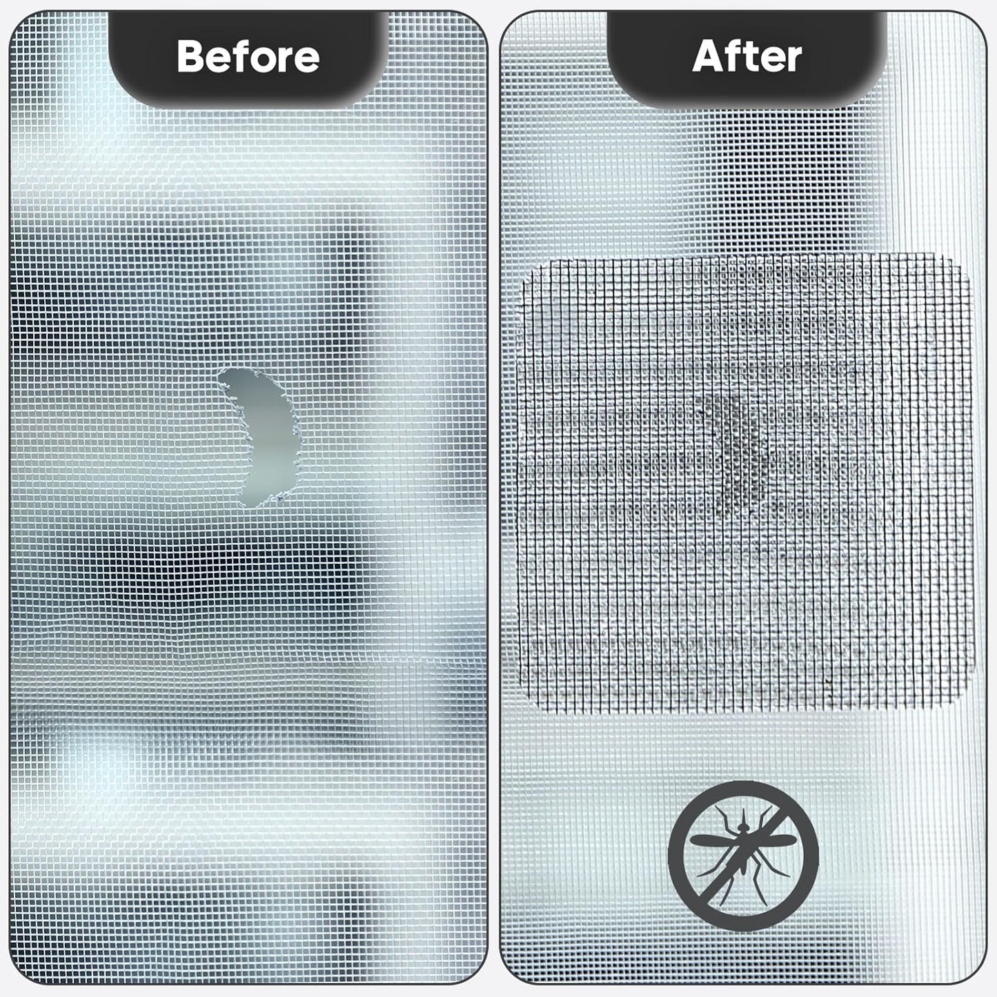 14 Sheets Window Screen Patches Repair Kit, Black 3 Sizes Window Screen Repair Kit for Mesh Screen Door, Strong Adhesive Fiberglass Quick Screen Repair Tape