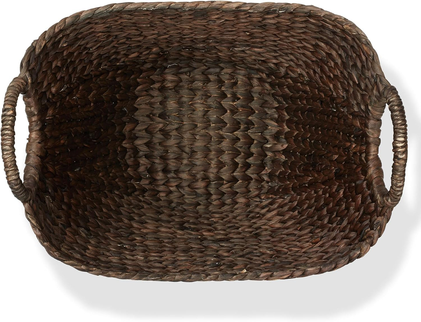 Casafield Large Laundry Boat Basket with Handles - Espresso, Woven Water Hyacinth Multipurpose Storage Organizer for Throw Blankets, Bathroom, Bedroom, Living Room