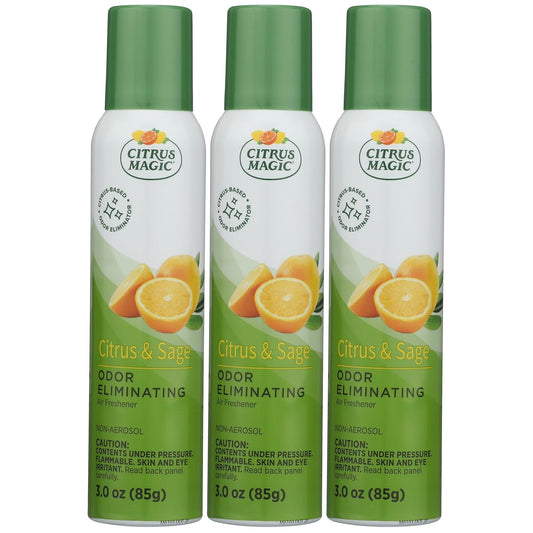 Citrus Magic Odor Eliminating Air Freshener Spray, Citrus and Sage, 3-Ounce, Pack of 3