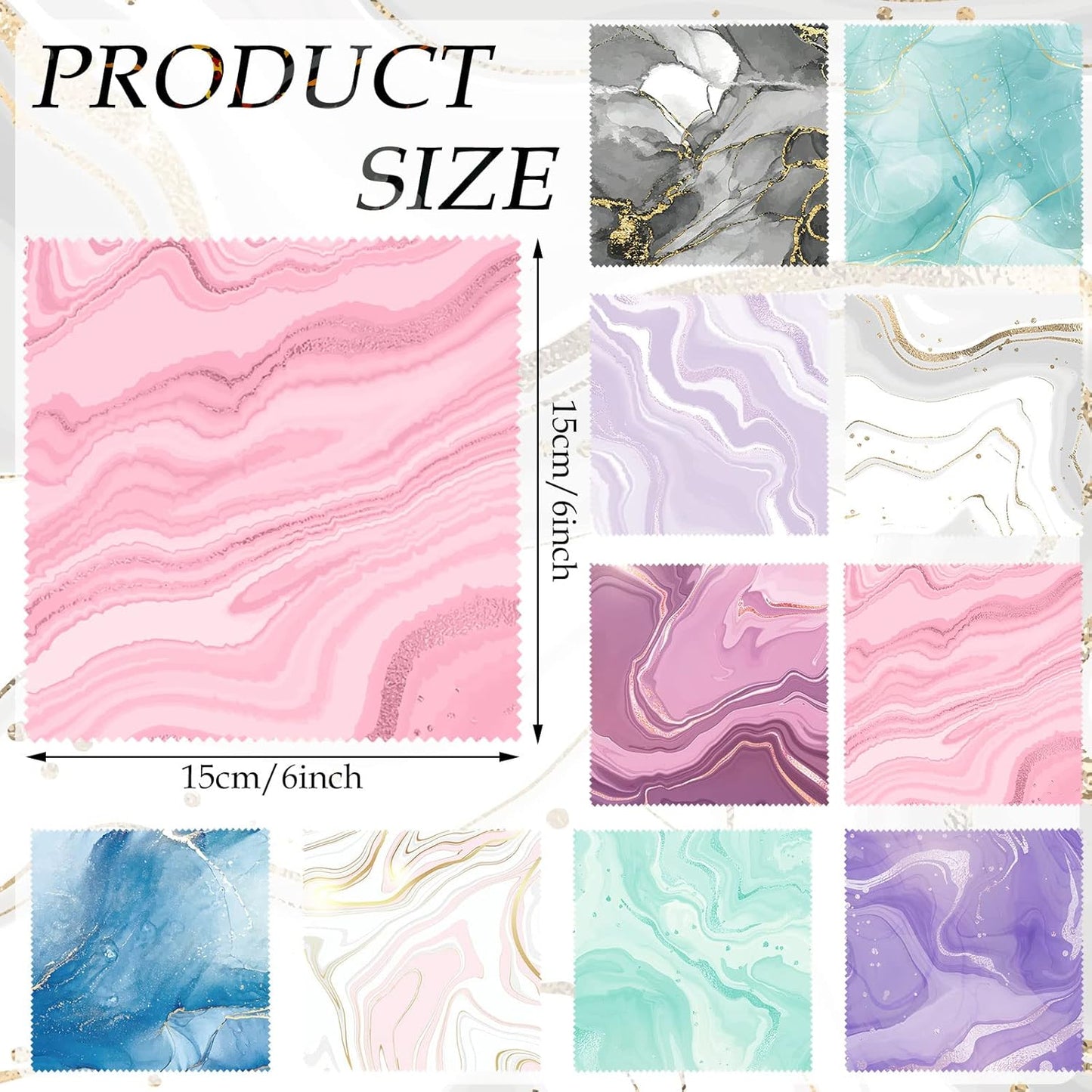 Sinmoe 20 Pcs Microfiber Cleaning Cloth Cute Marble Design Microfiber Cloth Soft Gifts Multicolor Glasses Cleaner Wipes for Eyeglasses Camera Lens Cell Phone Screens Glasses, 6 x 6 Inches